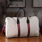 Monogram Pattern Travel Duffel Bag with Red Stripe Detail (50 x 30 cm)