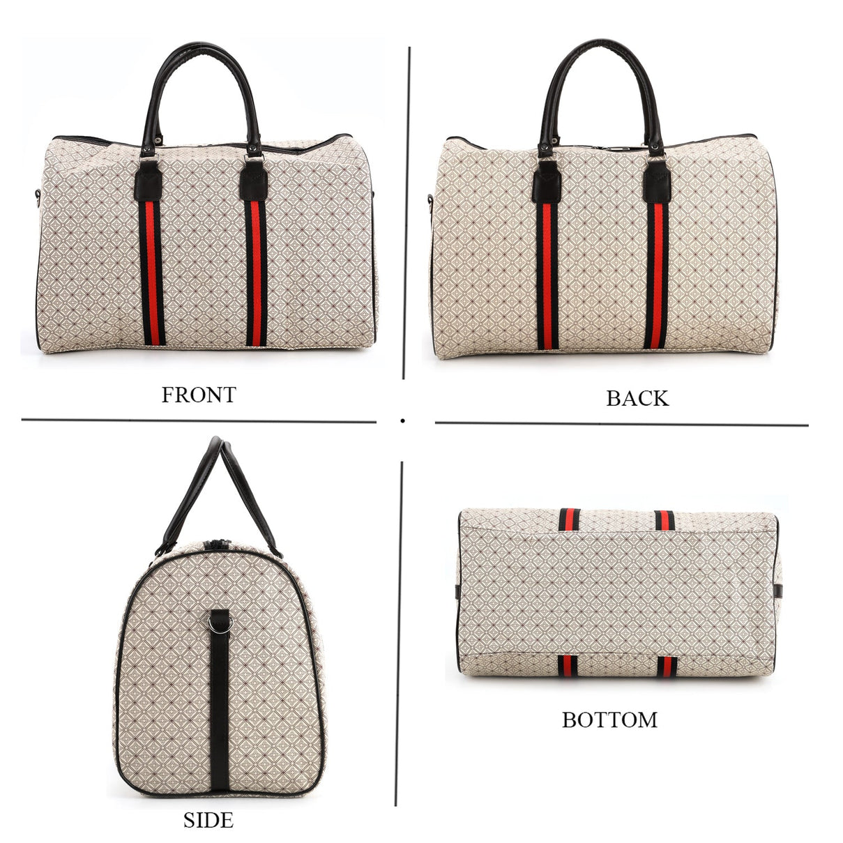 Monogram Pattern Travel Duffel Bag with Red Stripe Detail V32348118 5