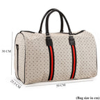 Monogram Pattern Travel Duffel Bag with Red Stripe Detail (50 x 30 cm)