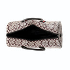 Monogram Pattern Travel Duffel Bag with Red Stripe Detail (50 x 30 cm) - Khaki_8233403_5