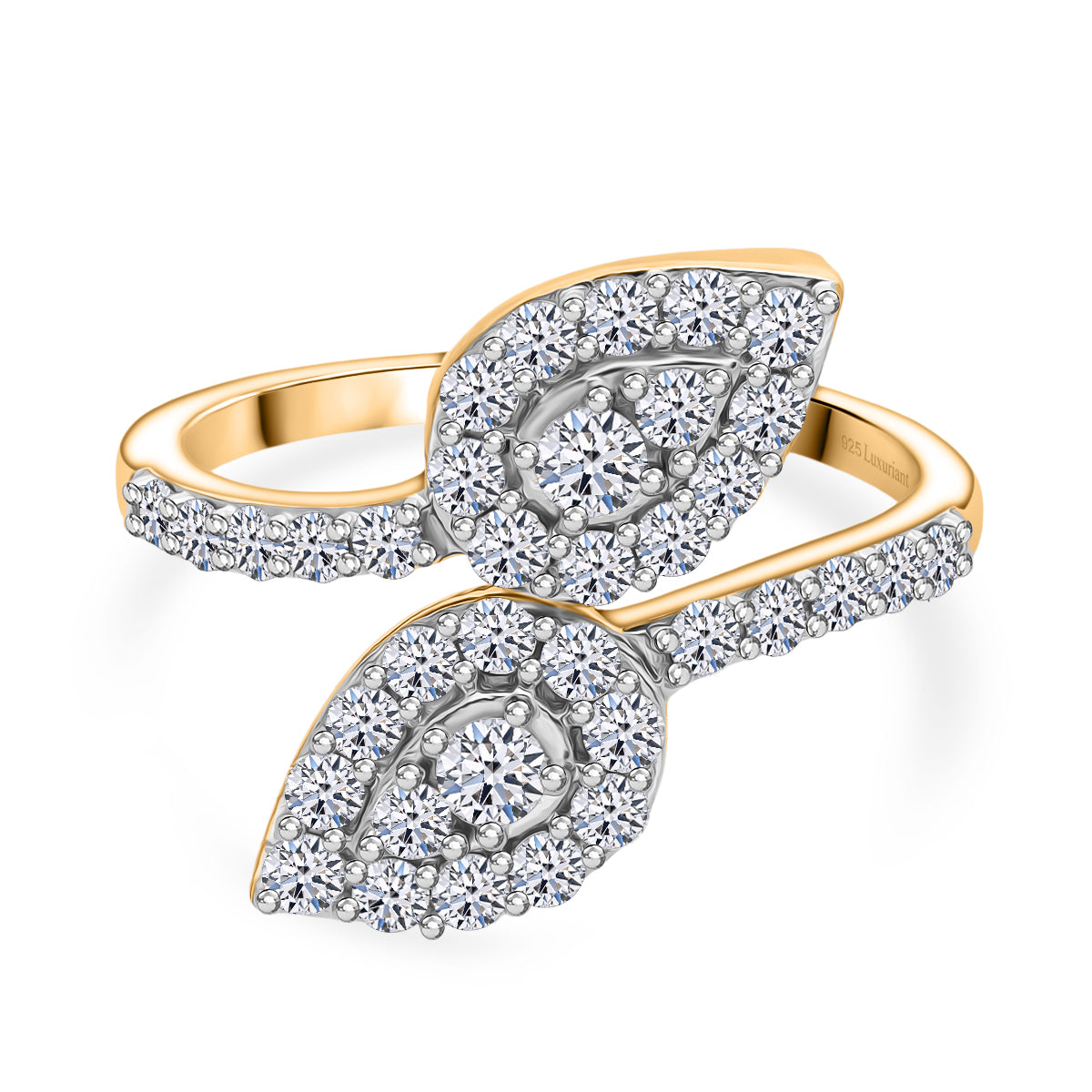 LUXURIANT 1 Ct. Lab Grown Diamond Bypass Ring in 18K Vermeil Yellow Gold Sterling Silver (SI-GH) 8233441 0