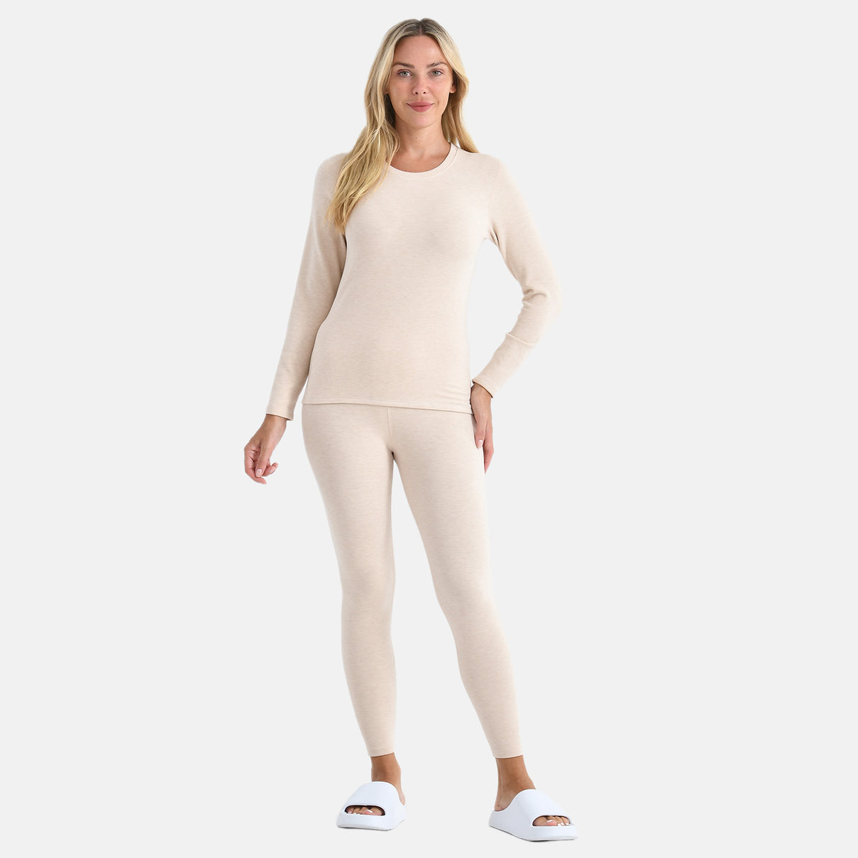 La Marey Signature Cashmere Blend Thermal Top &amp; Legging Set (Size L) - Cream 8233470 3