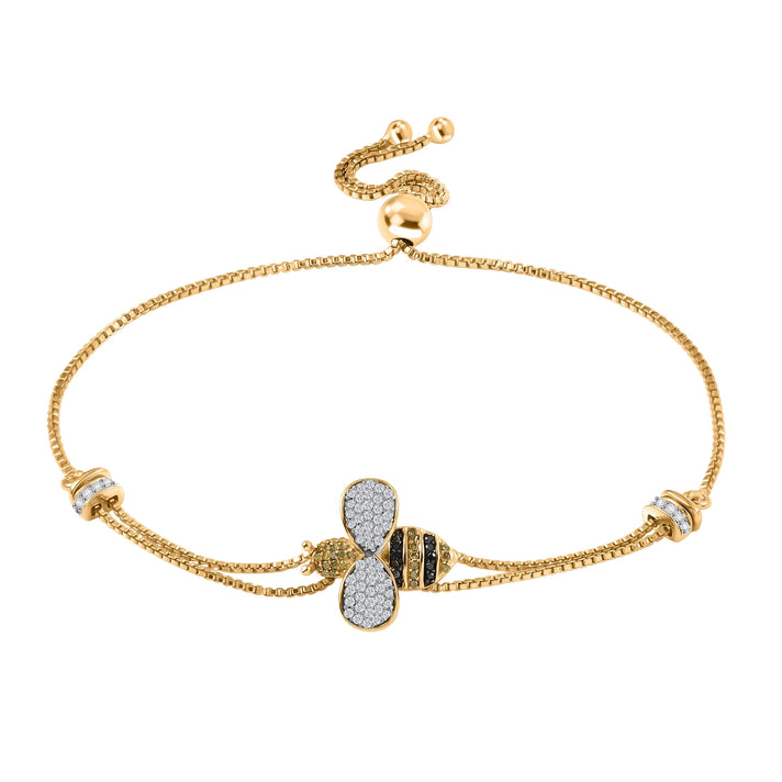 GP Italian Garden Collection - White Diamond, Multi Gemstones Honey Bee Bracelet (Size - 10.5) in 18K Vermeil Yellow Gold Plated Sterling Silver 8233479 1