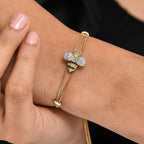 GP Italian Garden Collection - White Diamond & Multi Gemstones Bracelet (Size - 10.5) in 18K Vermeil Yellow Gold Plated Sterling Silver 0.47 Ct.