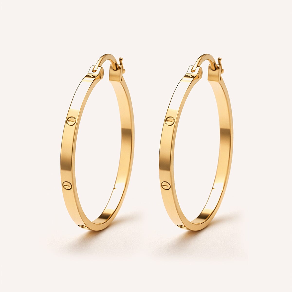 9K Yellow Gold Screw Motif Hoop Earring 8233486 0