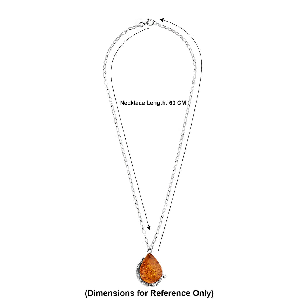 Amber Sterling Silver Necklace (Size - 20) 20.00 Ct, Silver Wt. 16.50 Gms_8233521_4