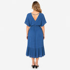 Rayon Crepe Patterned Dress (Size - S/M) - Cobalt Blue_8233783_1