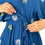 Rayon Crepe Patterned Dress (Size - S/M) - Cobalt Blue_8233783_4