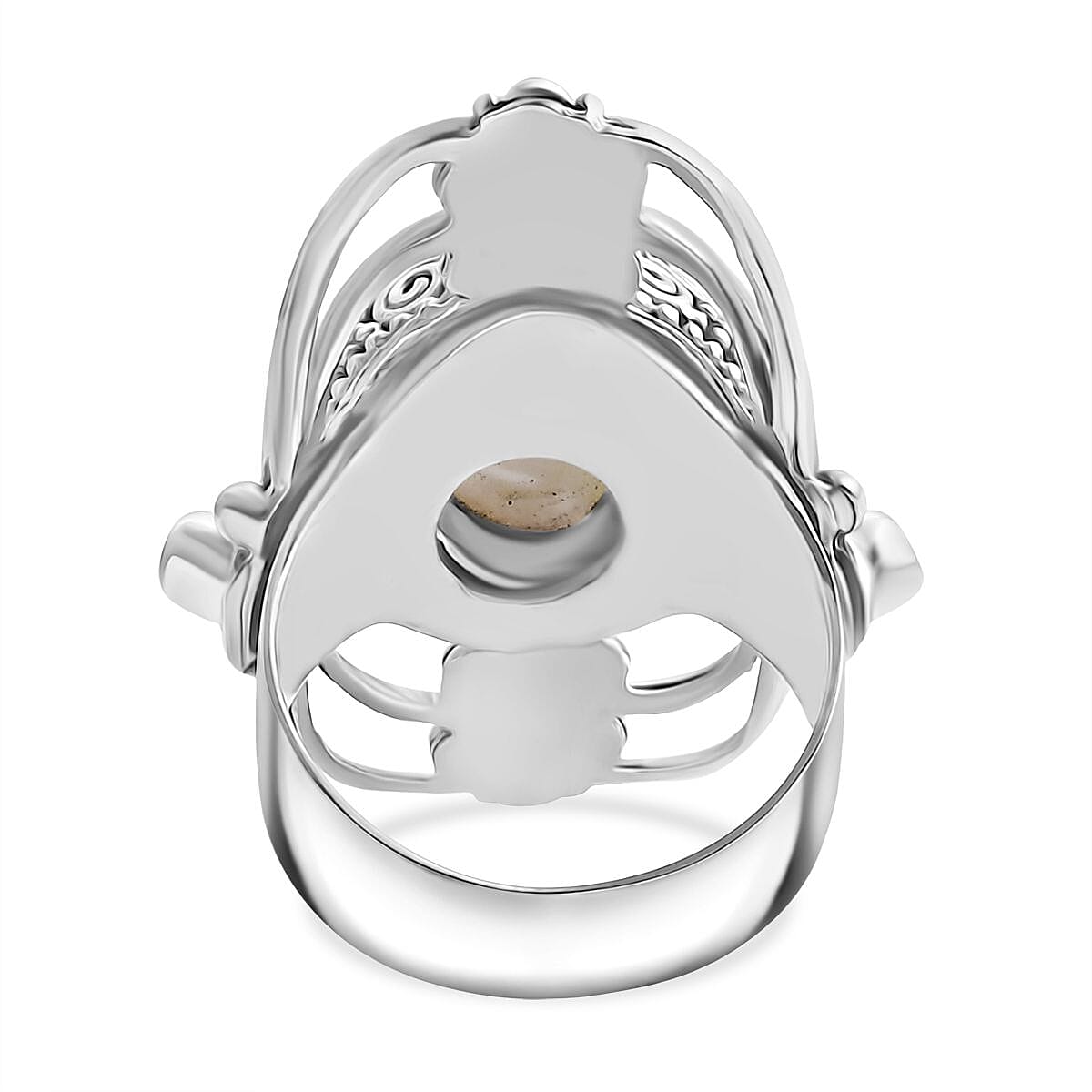Mother Of Pearl, Natural Chrome Diopside &amp; Fissure Filled Pink Sapphire Goddess Ring in Sterling Silver 4.40 Ct, Silver Wt. 14.32 Gms. V32610182 4