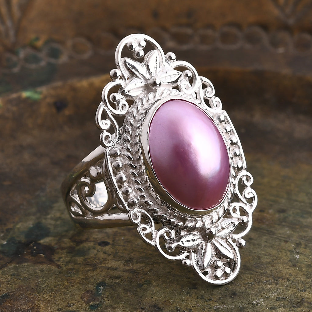 D'joy Pink Mabe Pearl Ring Sterling Silver 4.88 Ct, Silver Wt. 8.60 Gms._8234747_1