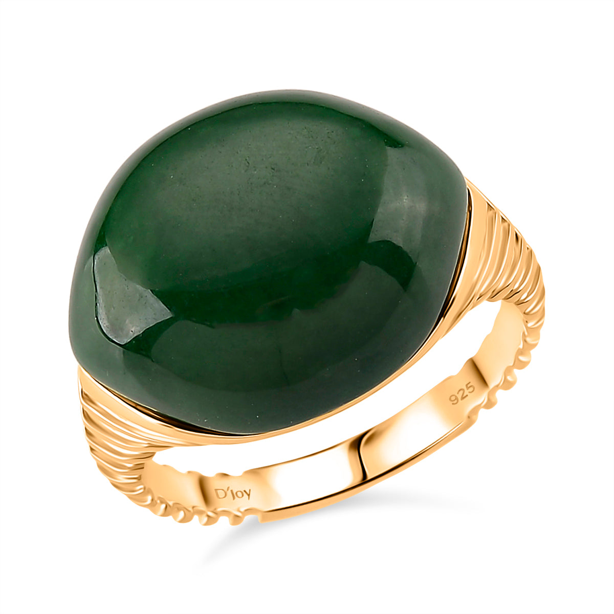 D'Joy Green Jade Solitaire Ring in 18K Yellow Gold Plated Sterling Silver 23.74 Ct V32490500 0