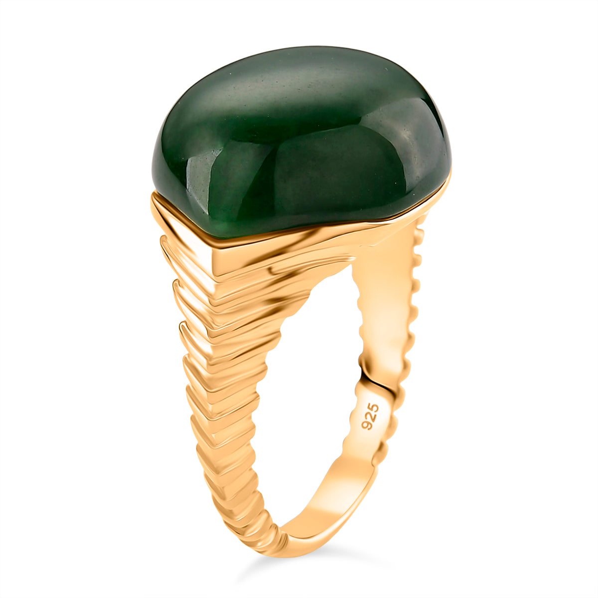D'Joy Green Jade Solitaire Ring in 18K Yellow Gold Plated Sterling Silver 23.74 Ct V32490500 4