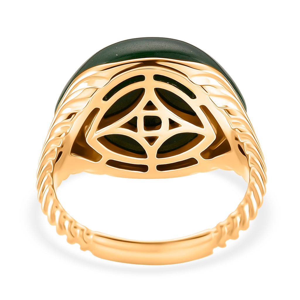 D'Joy Green Jade Solitaire Ring in 18K Yellow Gold Plated Sterling Silver 23.74 Ct_8234949_4