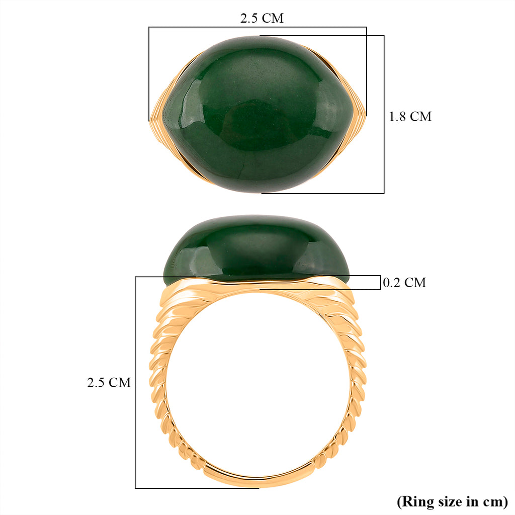 D'Joy Green Jade Solitaire Ring in 18K Yellow Gold Plated Sterling Silver 23.74 Ct_8234949_5