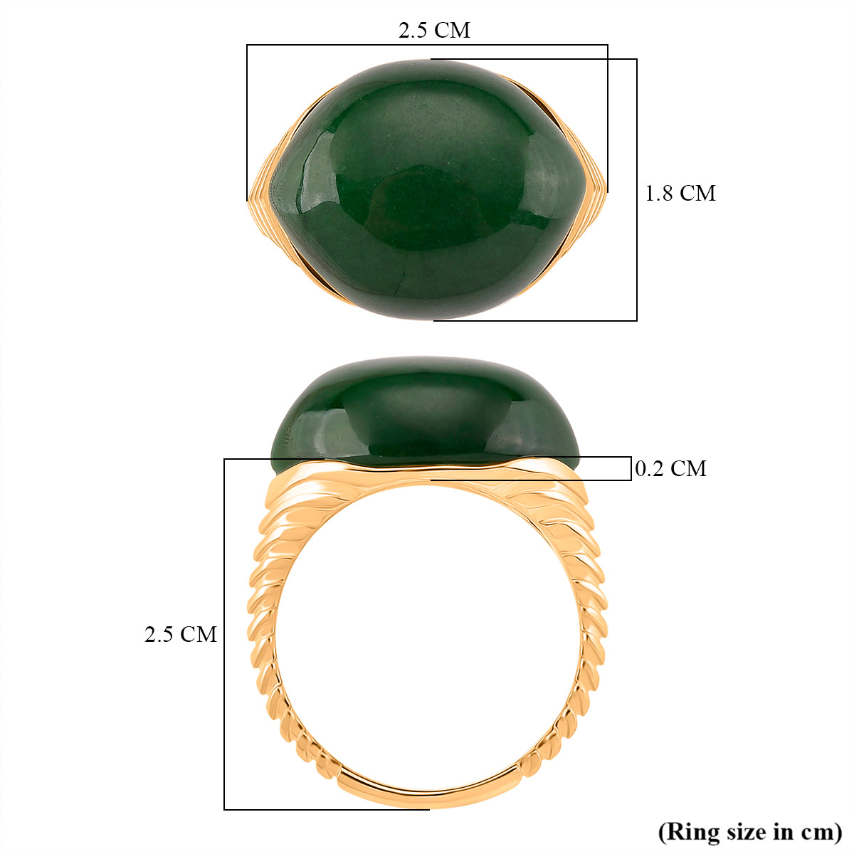 D'Joy Green Jade Solitaire Ring in 18K Yellow Gold Plated Sterling Silver 23.74 Ct V32490500 6