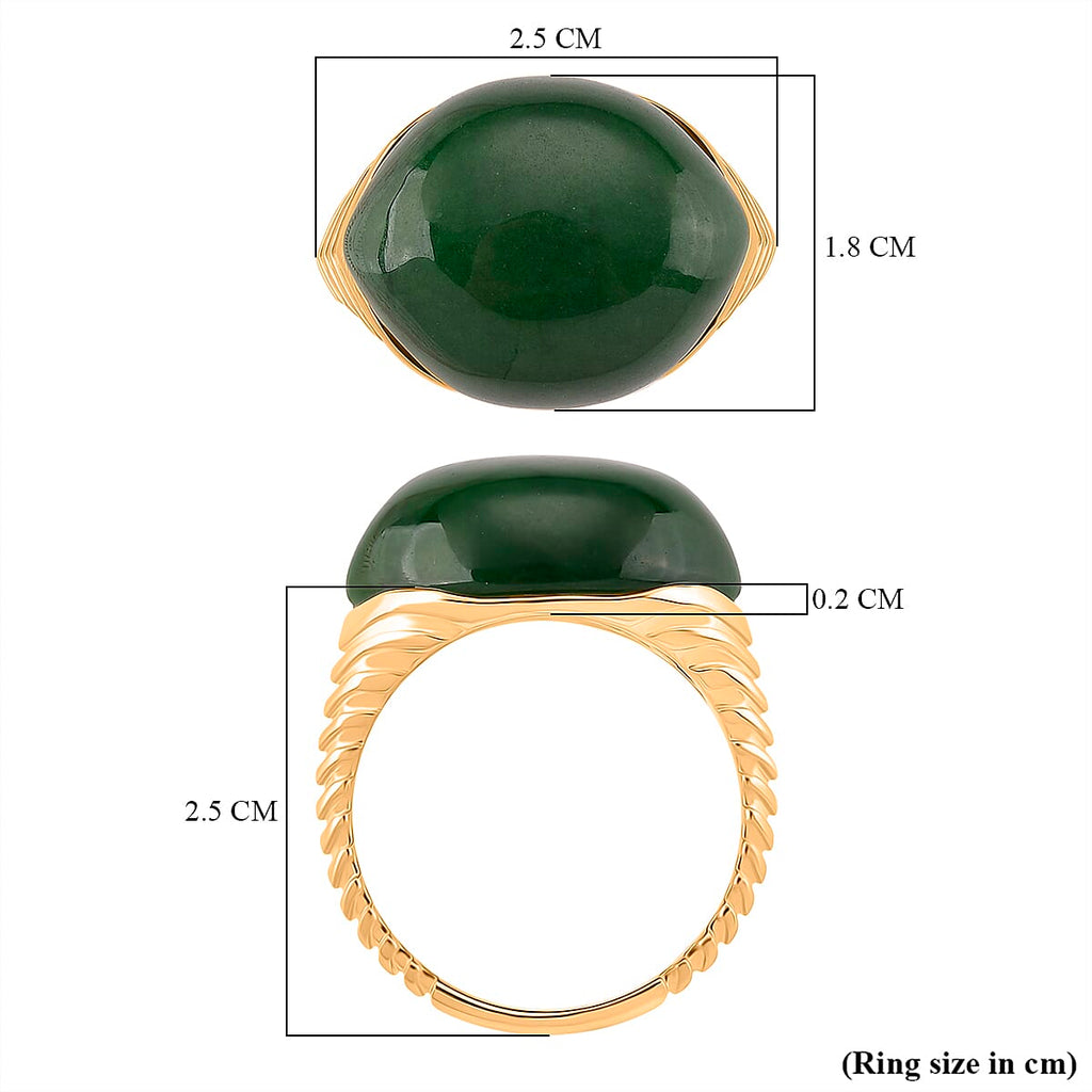 D'Joy Green Jade Solitaire Ring in 18K Yellow Gold Plated Sterling Silver 23.74 Ct_8234951_5