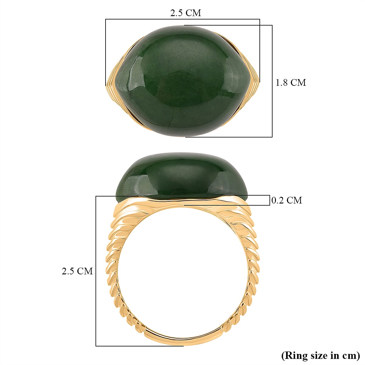 D'Joy Green Jade Solitaire Ring in 18K Yellow Gold Plated Sterling Silver 23.74 Ct V32534150 6