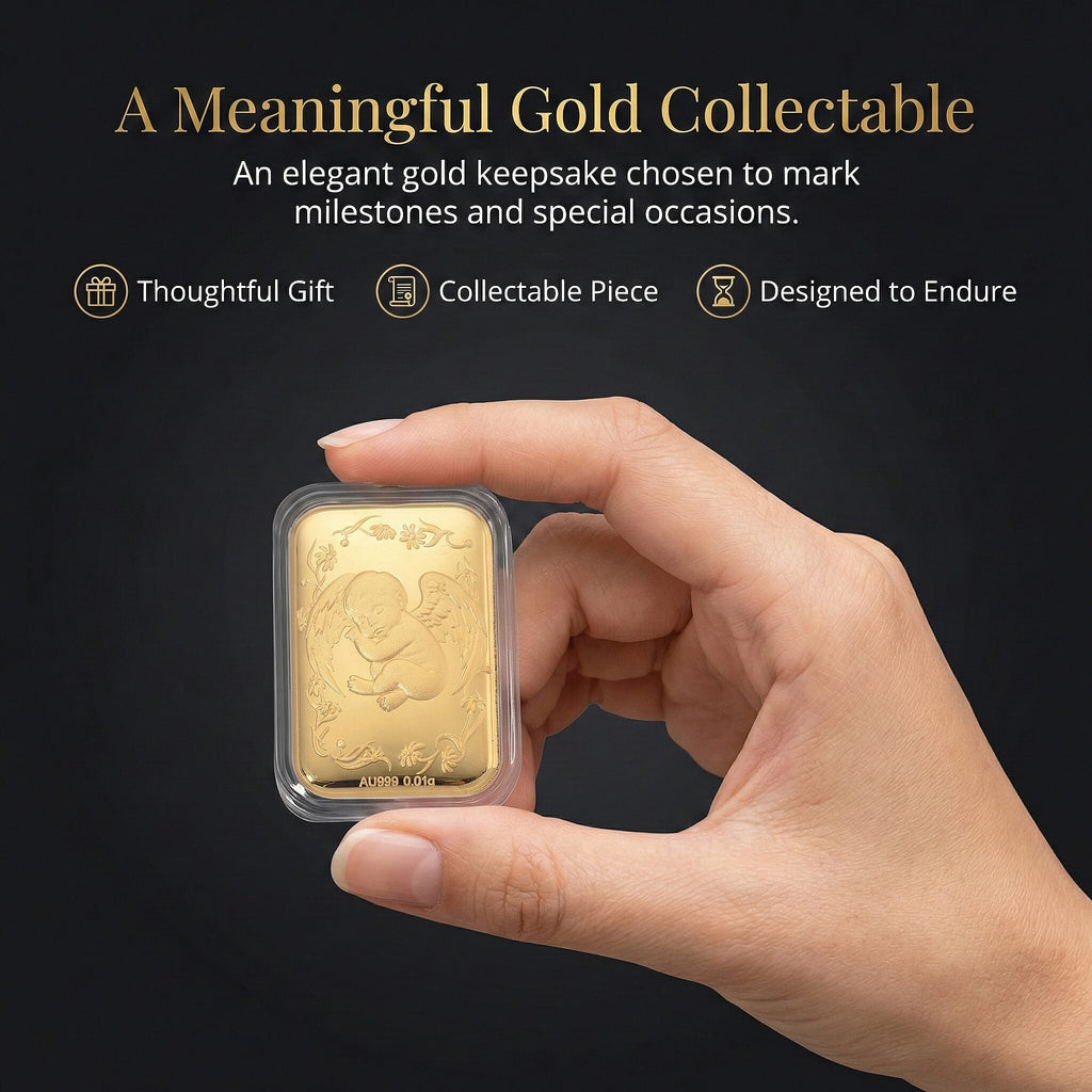 24K Yellow Gold Angel Embossed Collectable