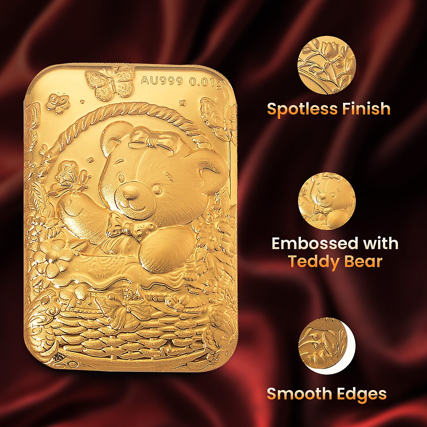 24K Yellow Gold (99.99% Purity) Teddy Bear Embossment Foil 8235370 3