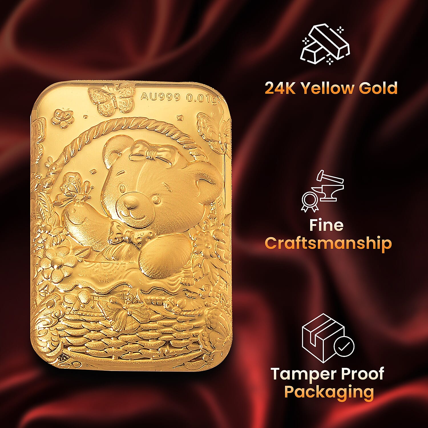 24K Yellow Gold (99.99% Purity) Teddy Bear Embossment Foil 8235370 4