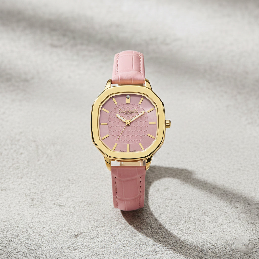 GAMAGES OF LONDON LIMITED EDITION Charlotte Diamond Watch With Swiss Movement &amp; Pink Genuine Leather Strap - 5 Year Warranty V32579133 1
