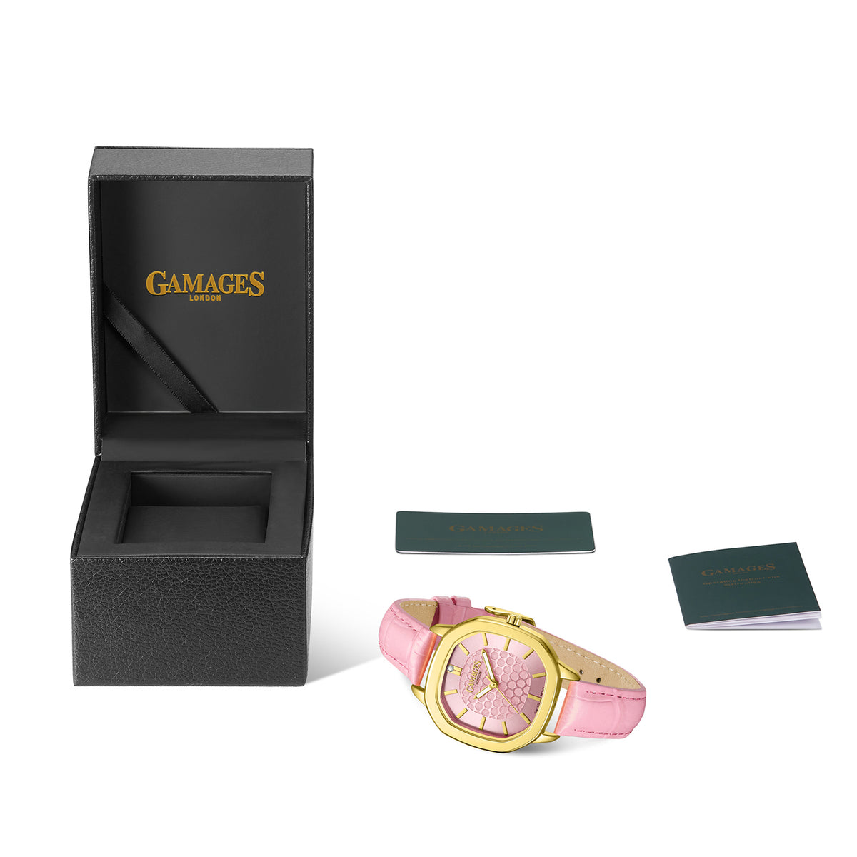GAMAGES OF LONDON LIMITED EDITION Charlotte Diamond Watch With Swiss Movement &amp; Pink Genuine Leather Strap - 5 Year Warranty V32579133 5