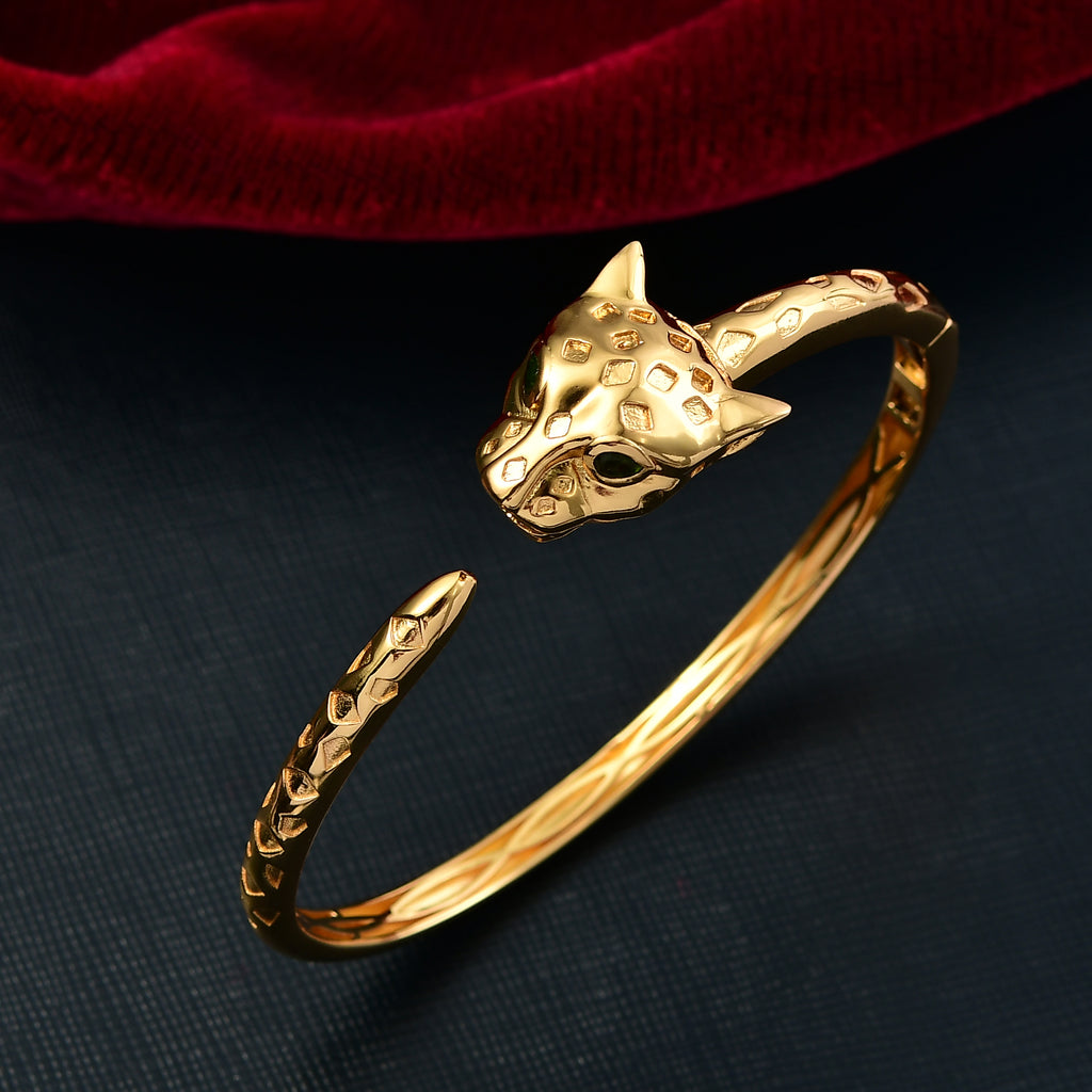 Designer Inspired - Panther Natural Chrome Diopside Full Bangle in Yellow Gold Plated_8235980_1