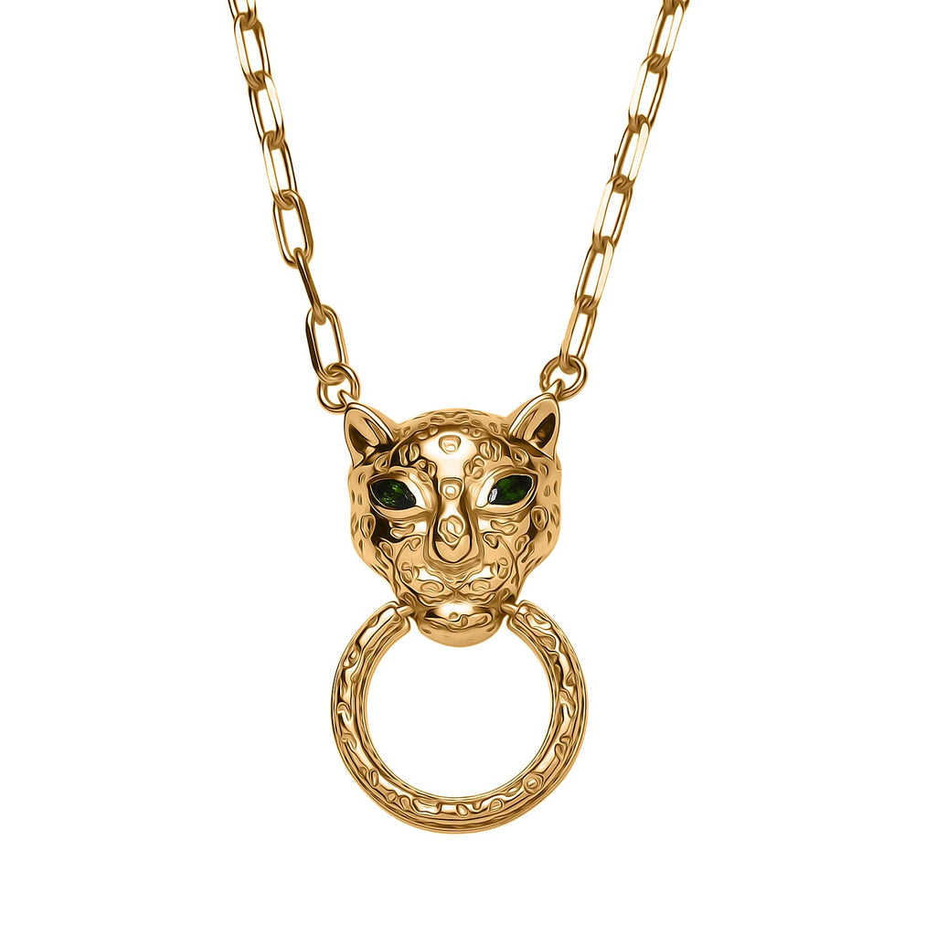 Designer Inspired - EverTrue - Natural Chrome Diopside Panther Necklace (Size - 20)_8235985