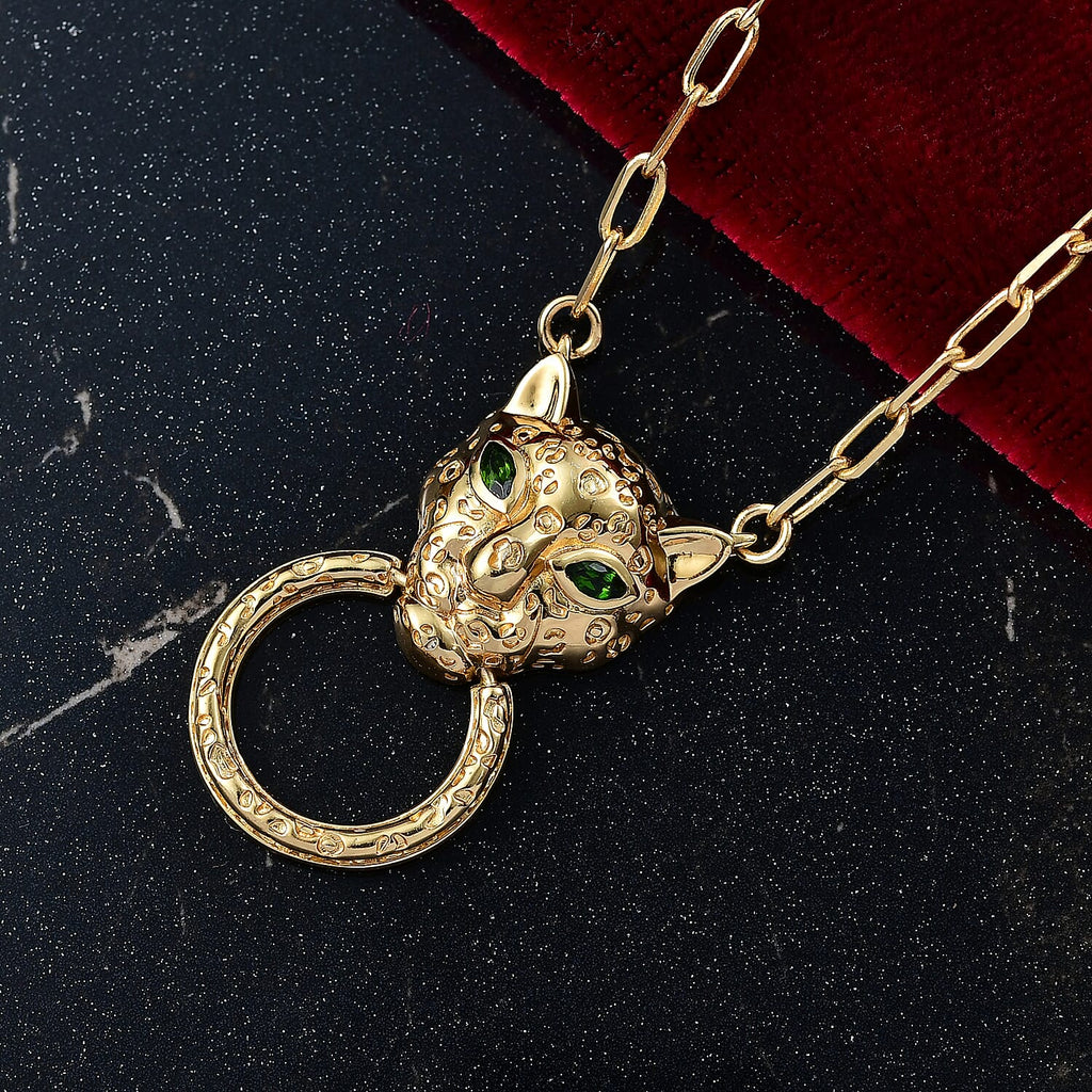 Designer Inspired - EverTrue - Natural Chrome Diopside Panther Necklace (Size - 20)_8235985_2
