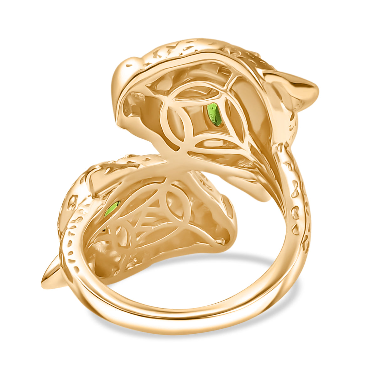 Designer Inspired - Natural Chrome Diopside Panther Ring in Yellow Gold Plated V32513312 5