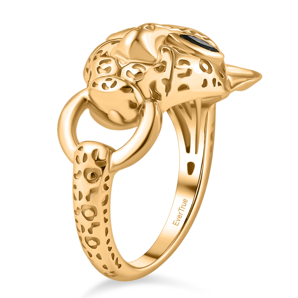 Designer Inspired - Natural Chrome Diopside Panther Ring in Yellow Gold Plated_8236023_3