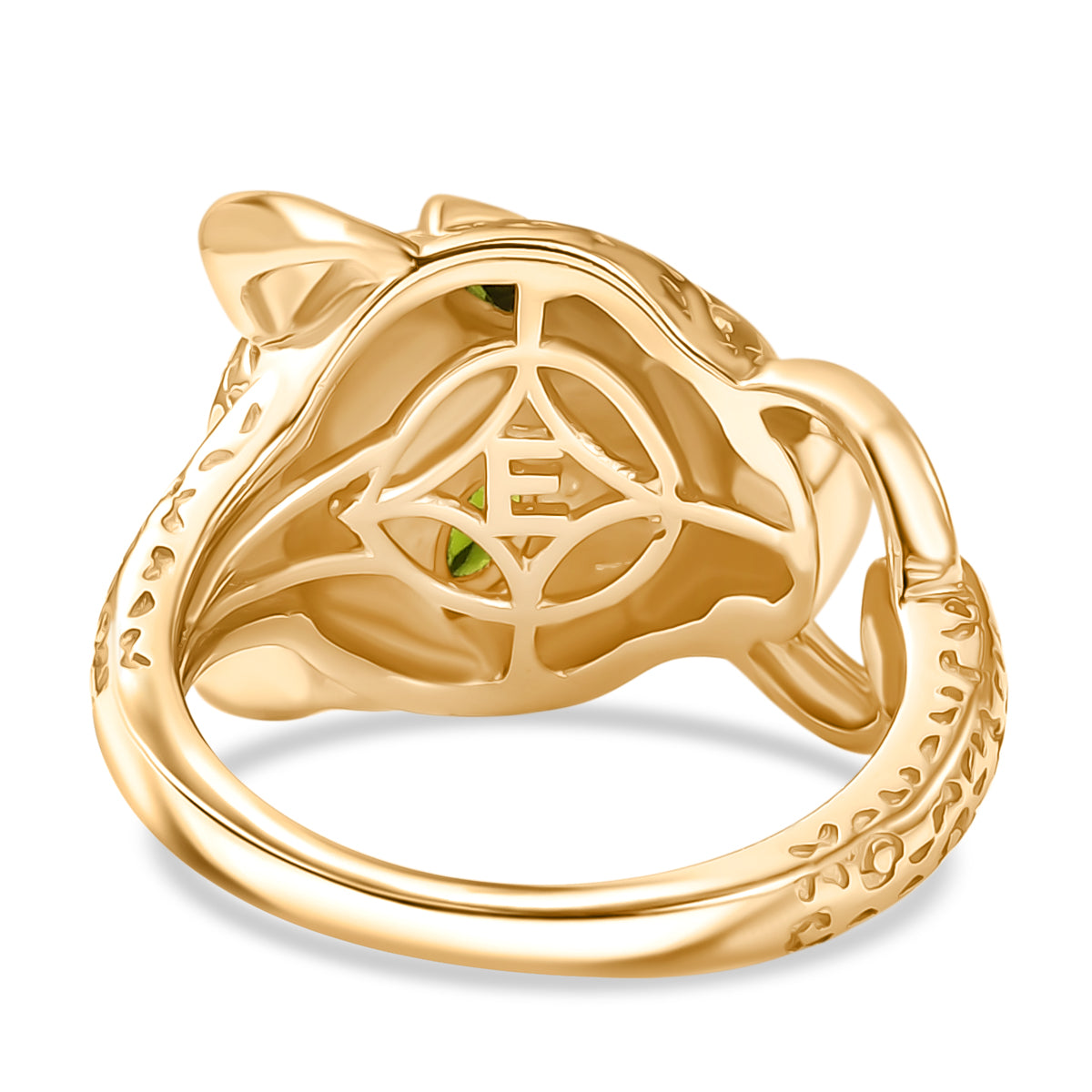 Designer Inspired - Natural Chrome Diopside Panther Ring in Yellow Gold Plated V32513069 5