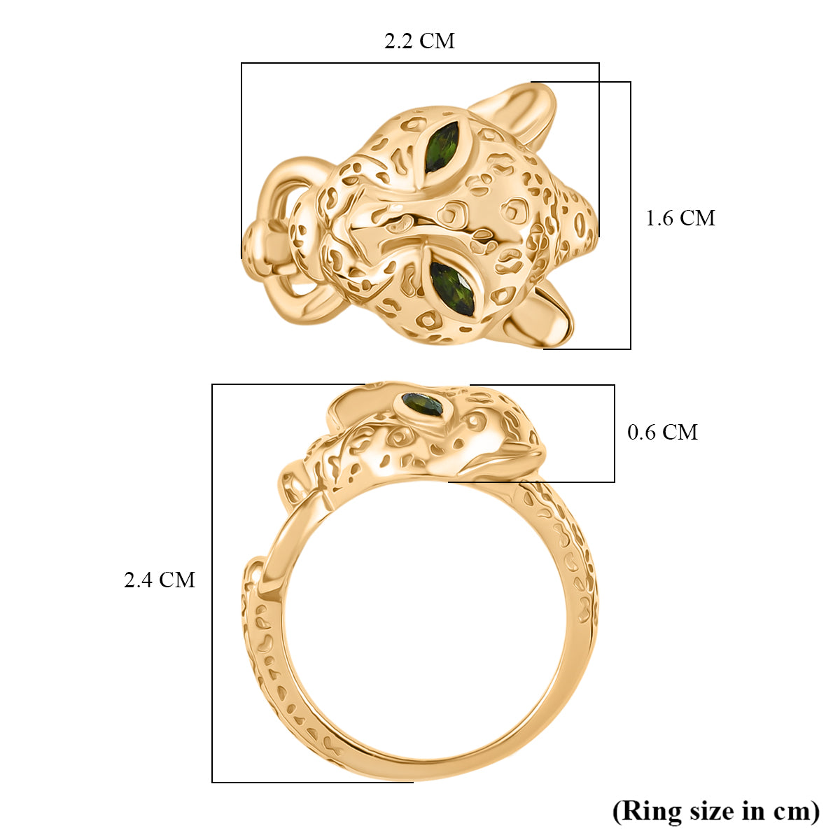 Designer Inspired - Natural Chrome Diopside Panther Ring in Yellow Gold Plated V32513069 6