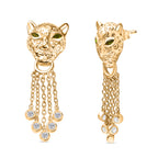 Designer Inspired - EverTrue - Natural Chrome Diopside & White Zircon Panther Earring with Push Backs 1.30 Ct._8236051
