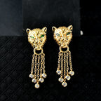 Designer Inspired - EverTrue - Natural Chrome Diopside & White Zircon Panther Earring with Push Backs 1.30 Ct._8236051_1