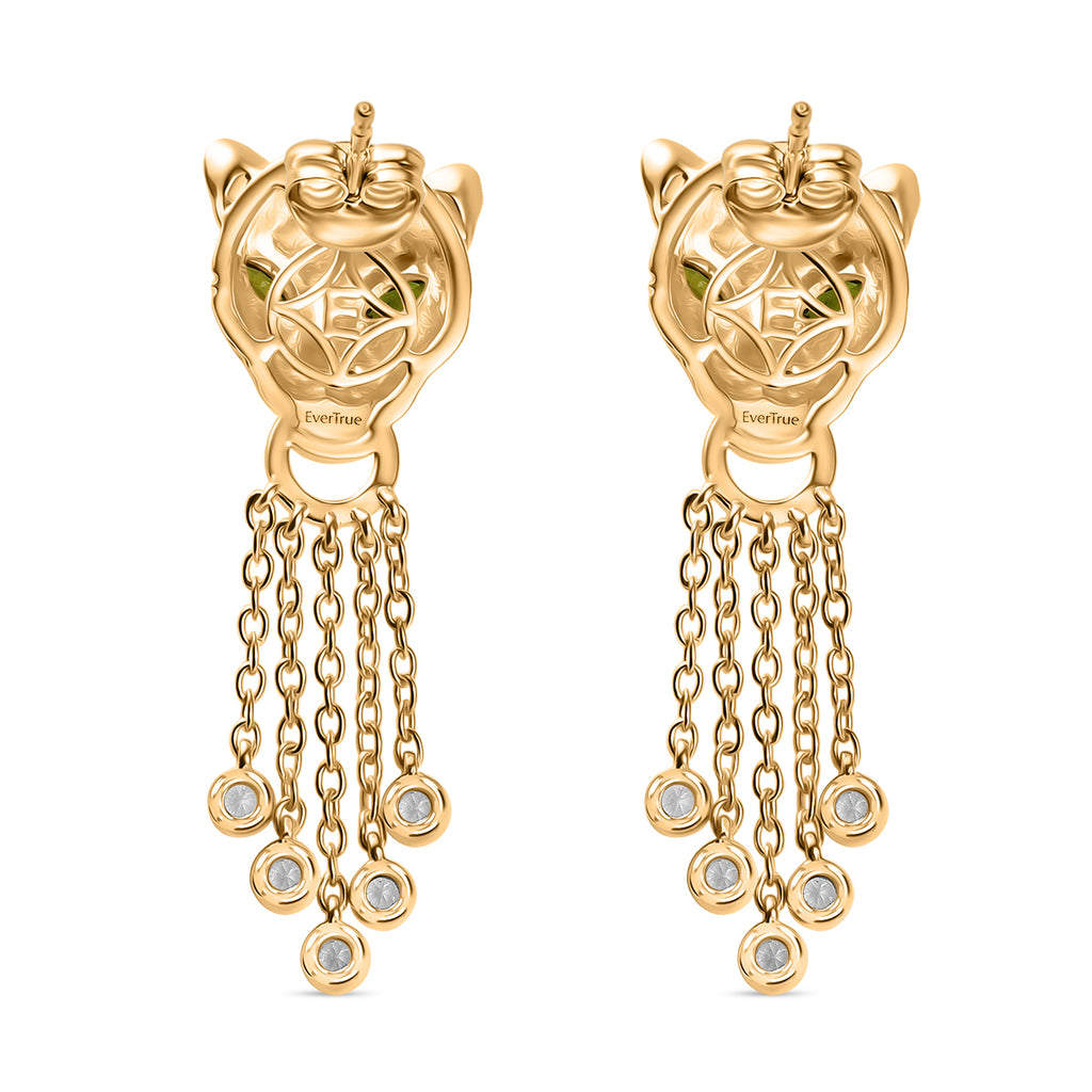 Designer Inspired - EverTrue - Natural Chrome Diopside & White Zircon Panther Earring with Push Backs 1.30 Ct._8236051_4
