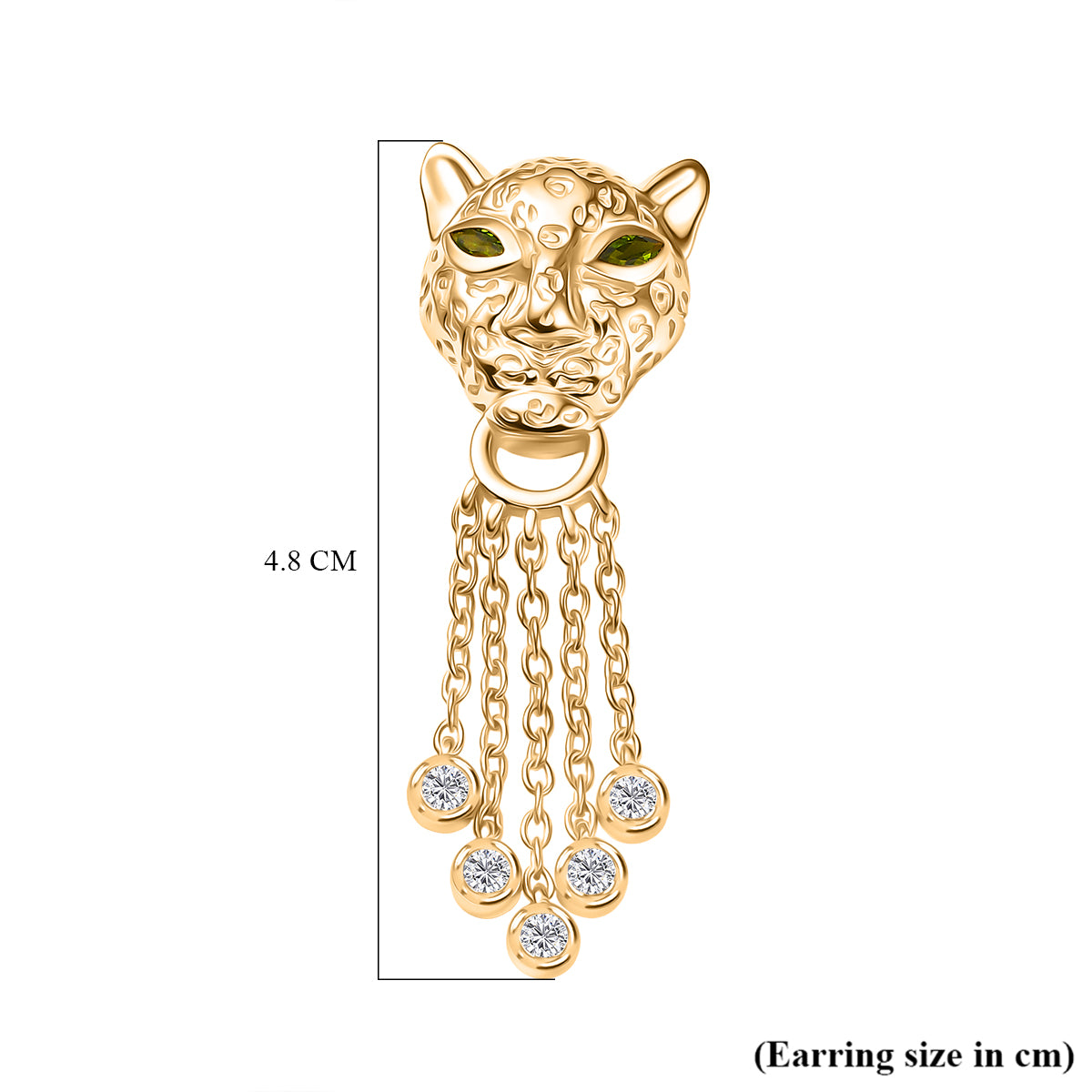 Designer Inspired - EverTrue - Natural Chrome Diopside &amp; White Zircon Panther Earring with Push Backs 1.30 Ct. V32531843 6