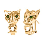 Designer Inspired - EverTrue - Natural Chrome Diopside Panther Earring with Omega Clip Back in Yellow Gold Plated_8236084
