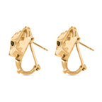 Designer Inspired - EverTrue - Natural Chrome Diopside Panther Earring with Omega Clip Back in Yellow Gold Plated_8236084_3