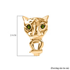 Designer Inspired - EverTrue - Natural Chrome Diopside Panther Earring with Omega Clip Back in Yellow Gold Plated_8236084_5