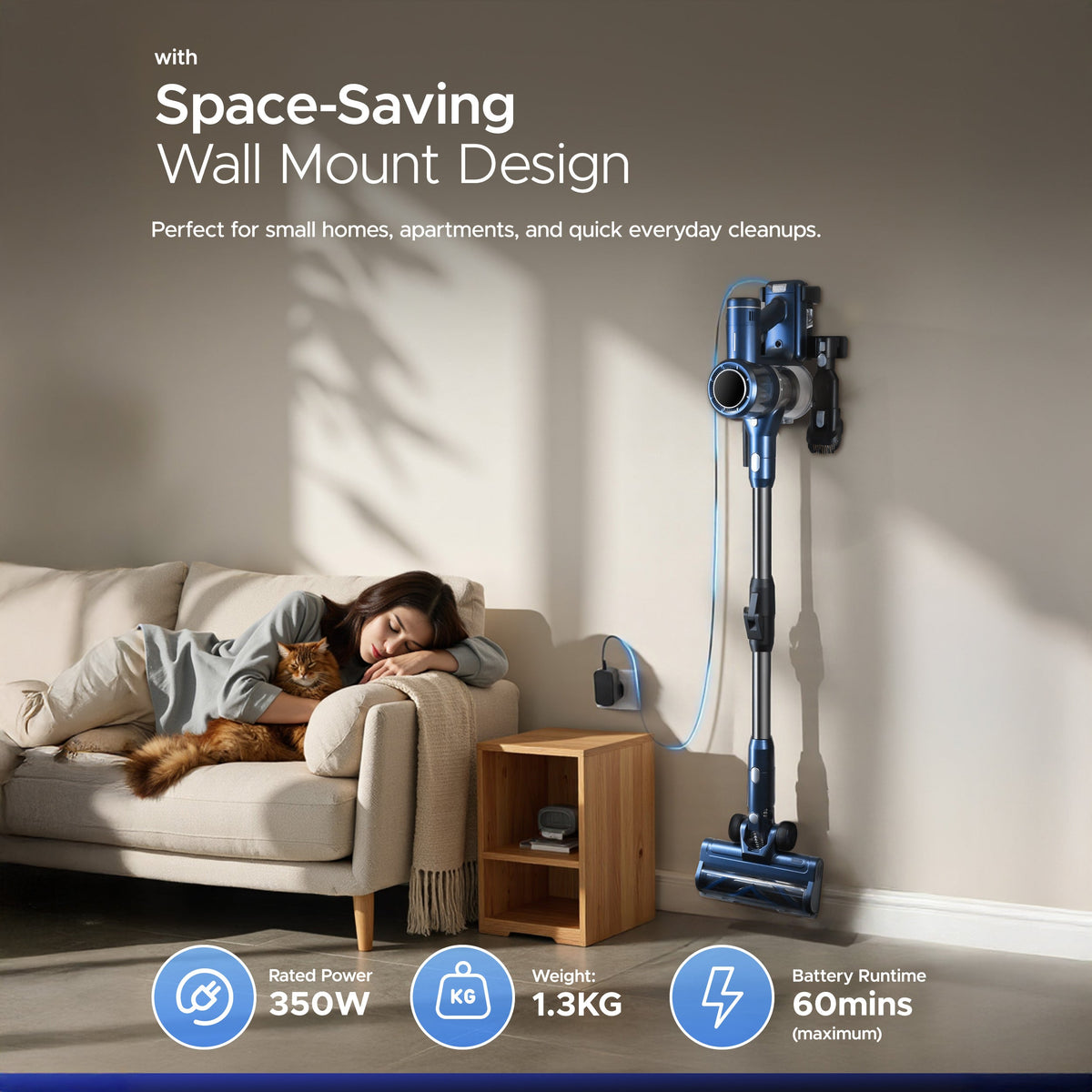 KEPLIN Cordless Vacuum Cleaner with LED Display and 3-Speed Suction (350W) (LIFETIME WARRANTY) V32722880 3