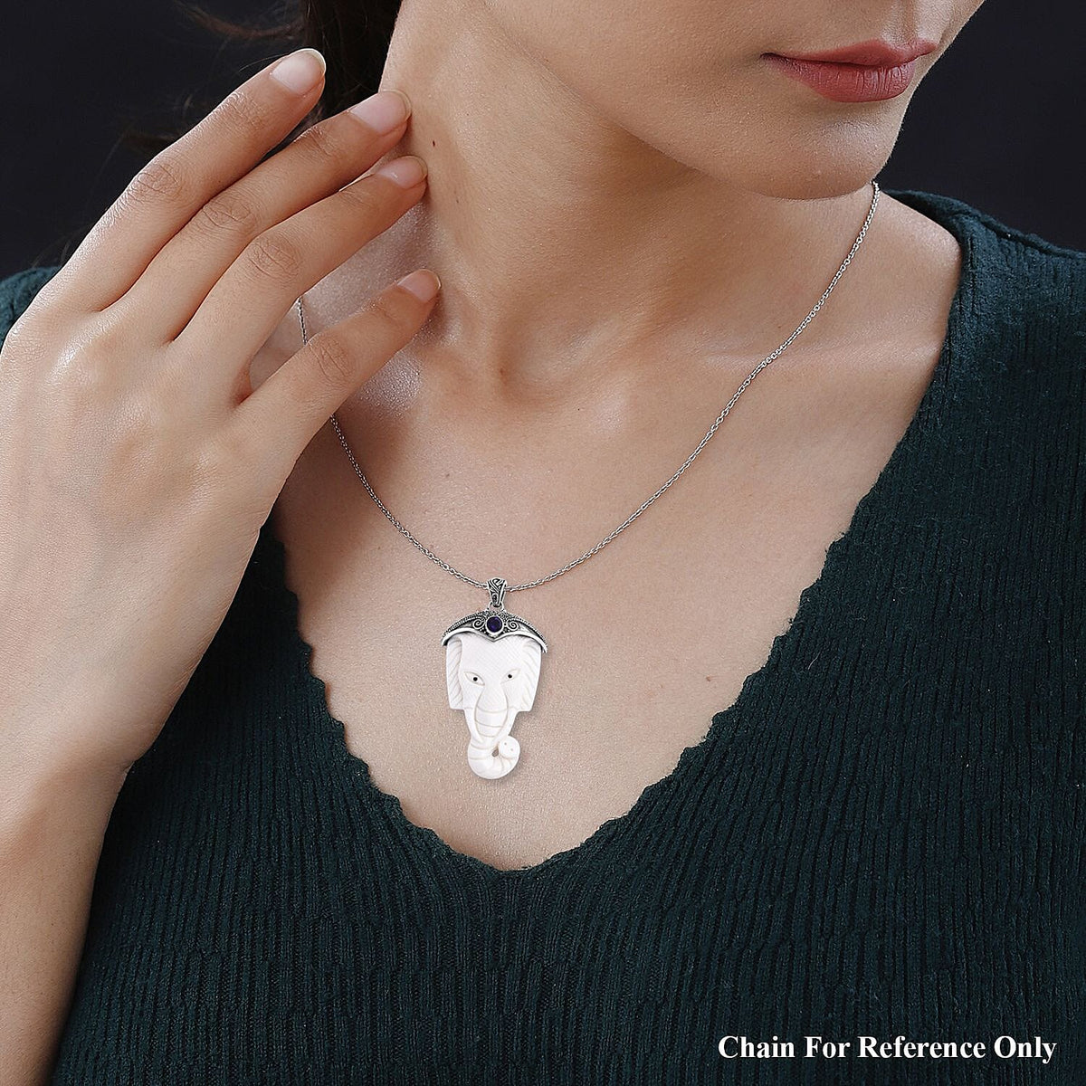 D'joy Royal Bali Collection Ox Bone and African Amethyst Elephant Pendant in Sterling Silver 54.81 Ct. 8237027 3