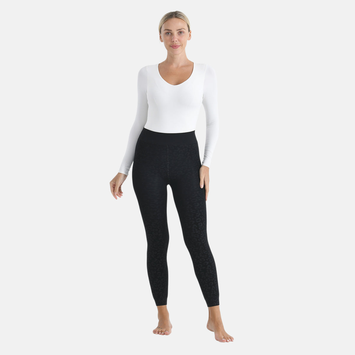 Tamsy Leopard Embossed Faux Fur Leggings (Size 14 to 16) - Black V32521893 0