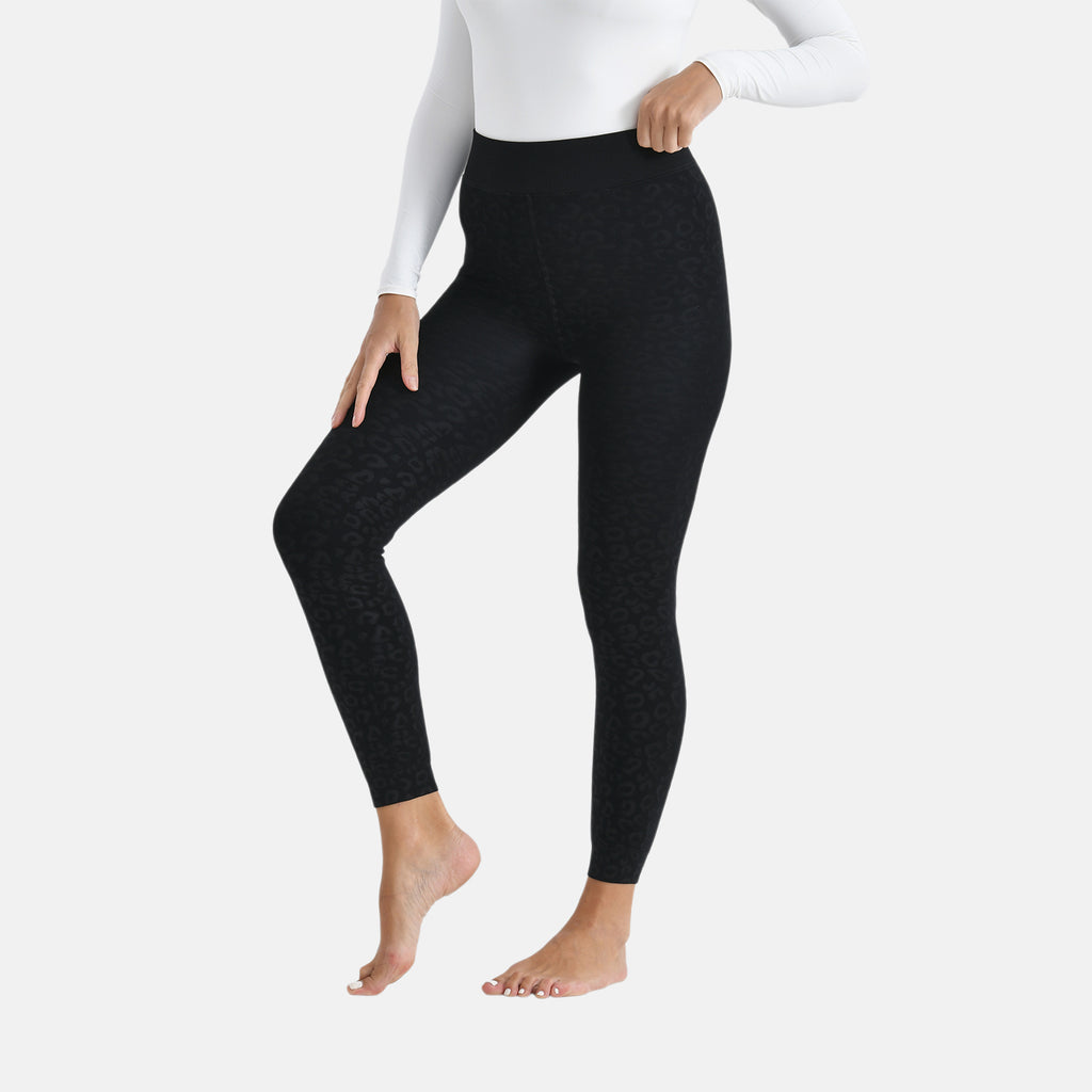 Tamsy Leopard Embossed Faux Fur Leggings (Size 14 to 16) - Black_8237230_3