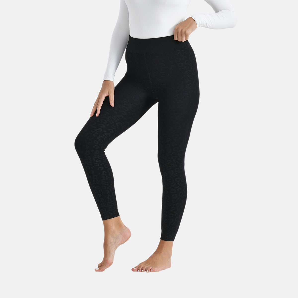 Tamsy Leopard Embossed Faux Fur Leggings (Size 14 to 16) - Black V32521893 4