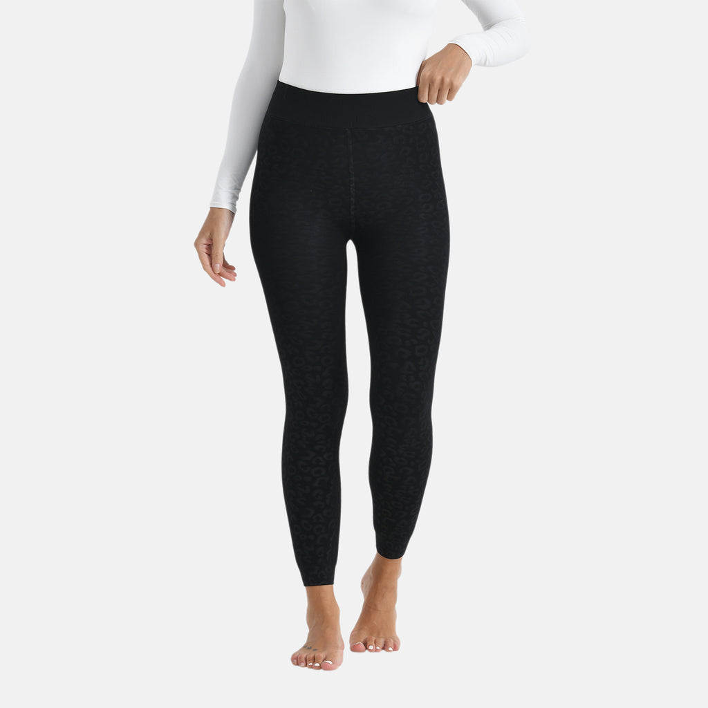 Tamsy Leopard Embossed Faux Fur Leggings (Size 14 to 16) - Black_8237230_4