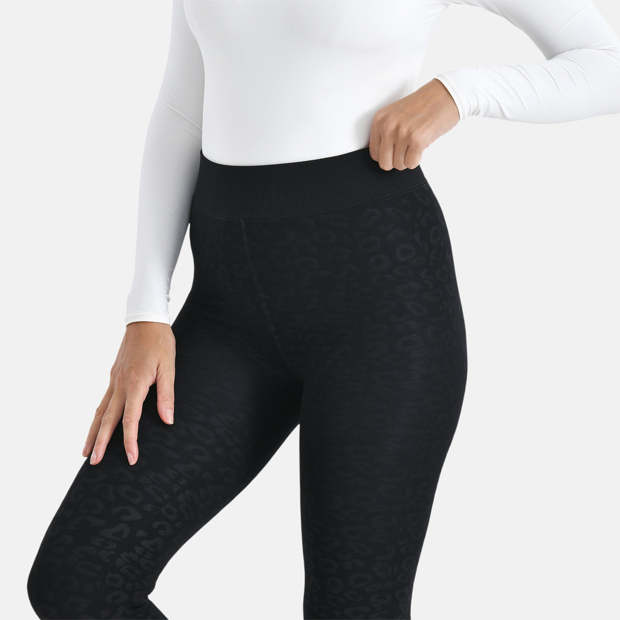 Tamsy Leopard Embossed Faux Fur Leggings (Size 14 to 16) - Black V32521893 6