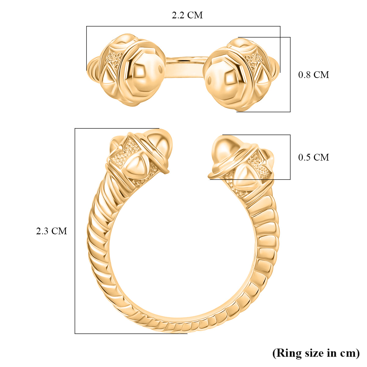 D'joy Sterling Silver Adjustable Ring in Yellow Gold Plating V32699811 12