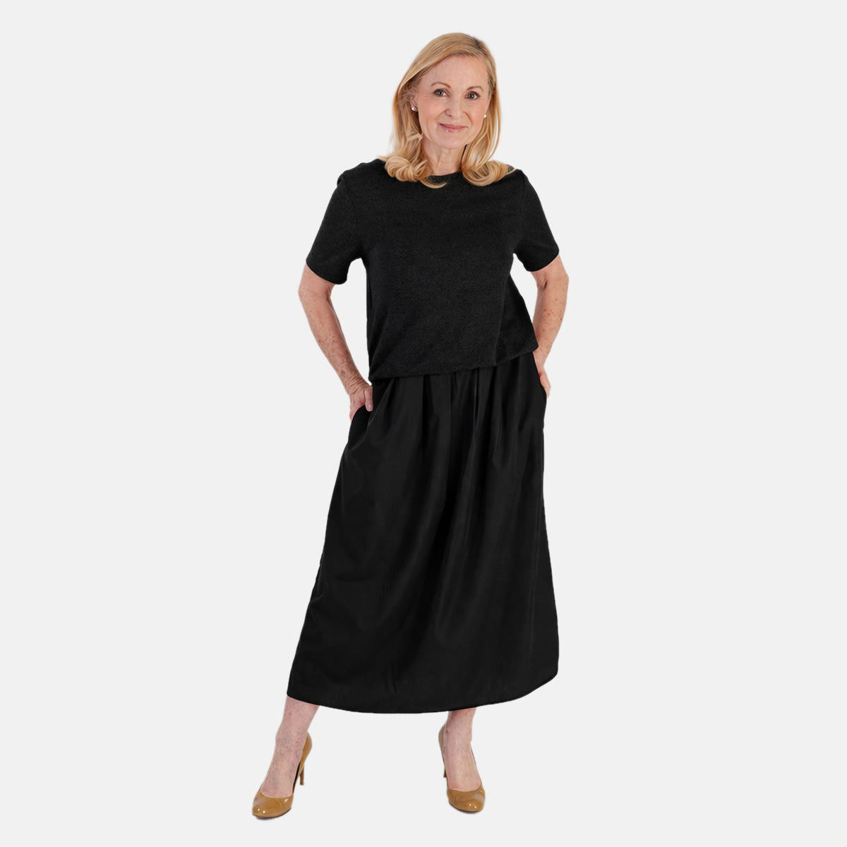 La Marey 2 In 1 Brushed Top Hybrid Dress With Pocket (Size L, Fit 16 To 18) - Black V32589742 0