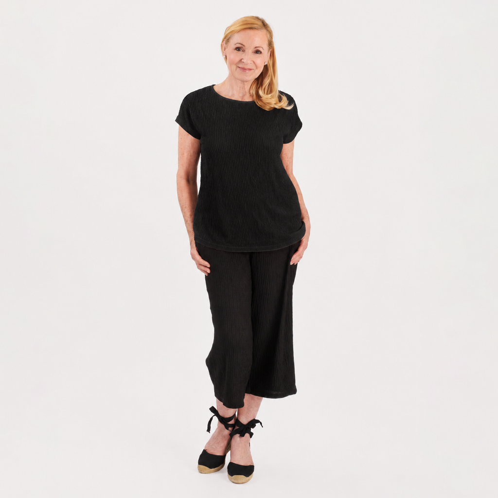 La Marey Textured Top (Size M, 12-14) - Black_8237732